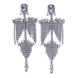 New Exaggerated Full Rhinestone Long Tassel Drop Earrings Ear Jewelry for Women CX202108170213
