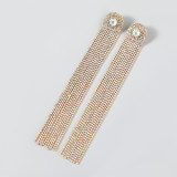 Women Fashion Shiny Rhinestone Long Chain Dangle Earrings Evening Dress Earrings EH1455061AD