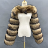 Fashion Winter High Quality Short Faux Fox Fur Coat Women Long Sleeve Warm Jackets 0023647