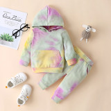 New hot sale tie dye fashion Kid Two piece clothing unisex children hoodie setWY00112