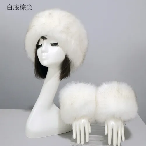Fashion winter imitation Faux fur hat cuff two-piece set 66792103