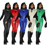 New women spring and summer popular leather two-piece sets W827485