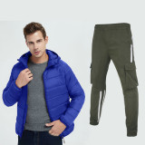 Fashion New Men's winter Coat and men's cargo Pants two sets