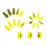 Beautiful bright yellow fake nails black bear fake nails AL66263814648798