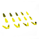 Beautiful bright yellow fake nails black bear fake nails AL66263814648798