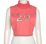 High collar sleeveless blouse for autumn women K21L0965465