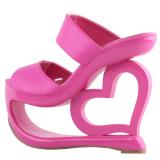 Retro Pink Open Toe Heart Heel Wedge Wedding Evening Slip-ons Sandals