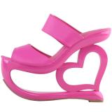 Retro Pink Open Toe Heart Heel Wedge Wedding Evening Slip-ons Sandals