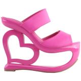 Retro Pink Open Toe Heart Heel Wedge Wedding Evening Slip-ons Sandals