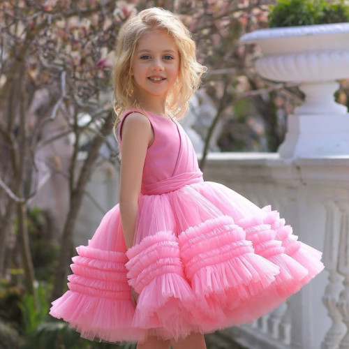 Fashion children sleeveless gauze princess dress host runway dress D082435