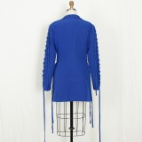 New Blazer Dress Women Elegant Fashion Luxury Blue  High Quality Blazer Clothes X271627