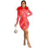 Fashionable sexy nightclub women's gauze see-through long sleeve dresses X564758