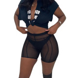 New summer women sexy mesh high waist tight shorts casual shorts M22P1230112