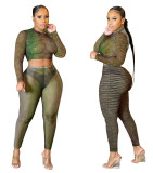 Women spring and autumn sexy fashion Leisure suit two-piece  See through sets LD8202132