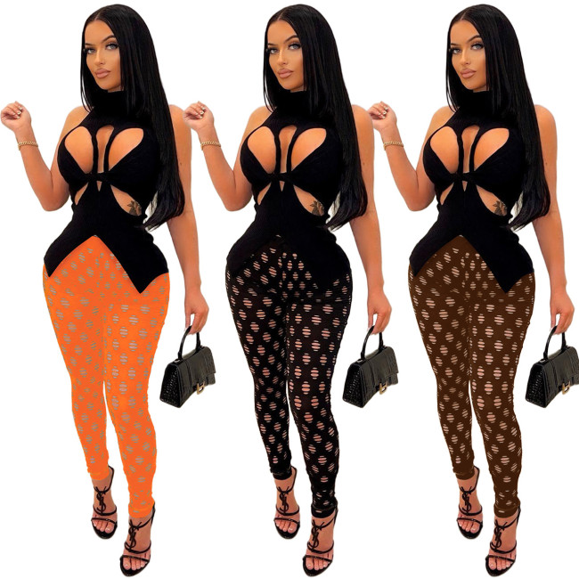 New style women pants hollow out sexy lift buttock high waist multicolored female pants Q22S80914253