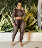 Women spring and autumn sexy fashion Leisure suit two-piece  See through sets LD8202132