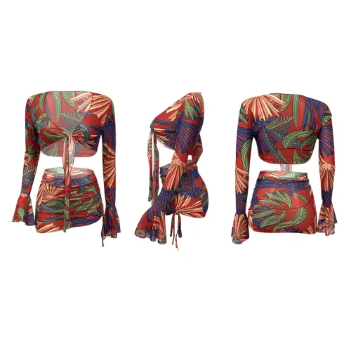 Fashion women's gauze see-through sexy two-piece set Q21S8991010