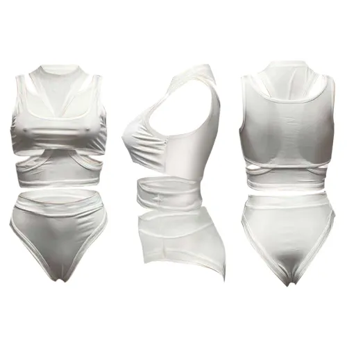 New fund sexy hollow out two sports vest + shorts two sets Q21S85566