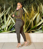 Women spring and autumn sexy fashion Leisure suit two-piece  See through sets LD8202132