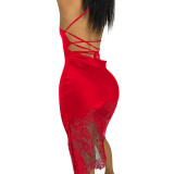 New sexy women's lace strap dress Q78293