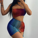 Fashion women's gauze see-through one-shoulder sexy two-piece set HY2123445PF
