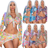 Fashion women's gauze see-through sexy Three-piece set Q21S88596
