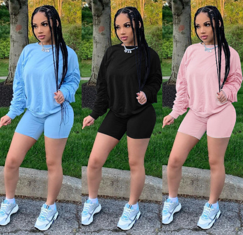 The new hot women long sleeve shorts fashion casual set of two pieces tracksuit H288697