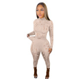 The new sexy women's long sleeve top small foot trouser suit  See through sets LD8201425