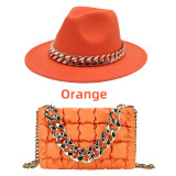 New felt top hat golden acrylic chain hat fashion bag set LM016576