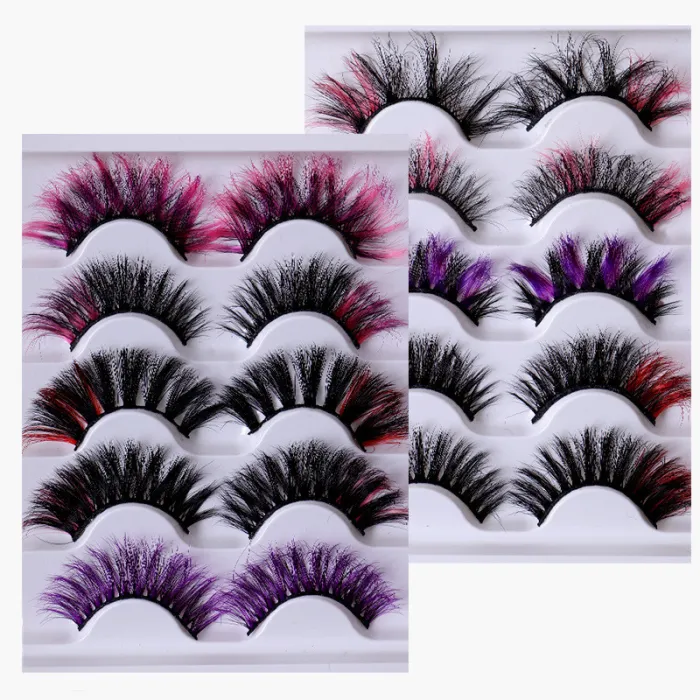 Color 5 pairs of false lashes with multi-layer thick imitation mink lashes