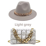 New felt top hat golden acrylic chain hat fashion bag set LM016576