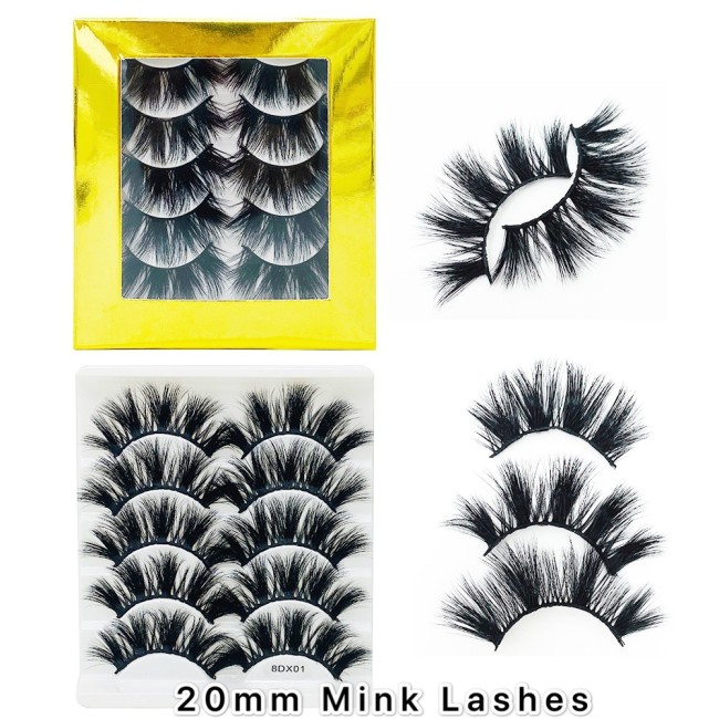 5 Pairs 20mm New mink false eyelashes fashion multi-layer lengthening false eyelashes