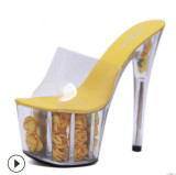 Sexy super high heels high heels transparent model shoes wedding shoes 18192-1 17CM