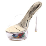 Sexy super high heels high heels transparent model shoes wedding shoes 15CM