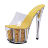 Sexy super high heels high heels transparent model shoes wedding shoes 18192-1 17CM