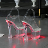 Sexy super high heels luminous high heels transparent model shoes wedding shoes 1036778-10