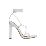 summer new black and white purple 10cm high heels thick heel straps large size women's heels European and American fashion sandals