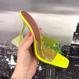 Manufacturers transparent crystal heel  for women's summer new fashion wine glass with square heel fashion heels