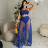 Europe and the United States Hot Selling Solid Color Mesh Splicing Fashion Women's Suit Bodysuits