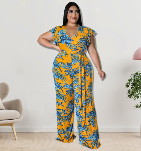 plus size women's clothing  newprinted jumpsuit bodysuits bodysuit