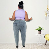 Plus Size Women's Clothing Fall New Corners Wearing Rope Hand Wipe Jeans New Products