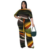 plus size women's clothing  newprinted jumpsuit bodysuits bodysuit005