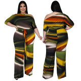 plus size women's clothing  newprinted jumpsuit bodysuits bodysuit005