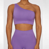 new products seamless yoga clothing women's sports slanted shoulder underwear fitness yoga shorts set