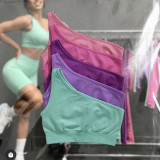 new products seamless yoga clothing women's sports slanted shoulder underwear fitness yoga shorts set
