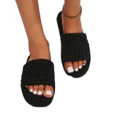 Wholesale Ins Fashion Faux Fur Slides Sandals Winter Terry Cloth Chunk Flip-Flops Ladies Unisex Women'S Slippers Flat Sandals