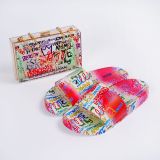 2022 Amazon Hot Sale Colorful Fashion Luxury Slippers Women Small Bag Set Handbags Sling Purse and Shoes