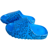 Summer Waterproof Indoor Outdoor Cartoon Fashion Graffiti Thick Sole Yeezy Sandals Women Shoes Protective Soft Slippers for Men