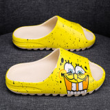 Summer Waterproof Indoor Outdoor Cartoon Fashion Graffiti Thick Sole Yeezy Sandals Women Shoes Protective Soft Slippers for Men