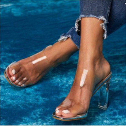 101512  fashion summer sandals green transparent belt high heel hollow sandals female transparent open toe female